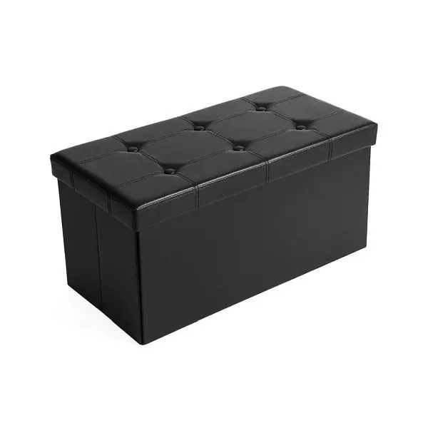 SONGMICS Sitztruhe 76 cm Kunstleder Schwarz LSF105