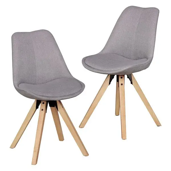 Wohnling 2er Set Retro Esszimmerstuhl Lima Hellgrau WL5.029