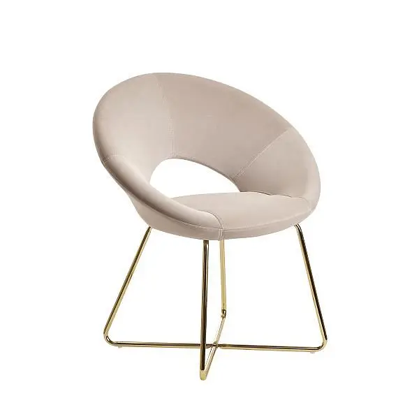 Wohnling Esszimmerstuhl Samt Beige mit goldenen Beinen WL6.191