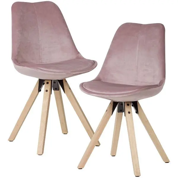 Wohnling Weiches Esszimmerstuhl 2er Set ohne Armlehnen Rosa WL6.037
