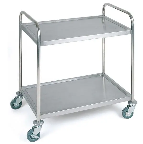 APS Servier- / Transportwagen 91 x 59 cm Höhe: 93 cm Edelstahl mattiert 2 Borde Bordmaße: circa 83 x 51 cm 11977