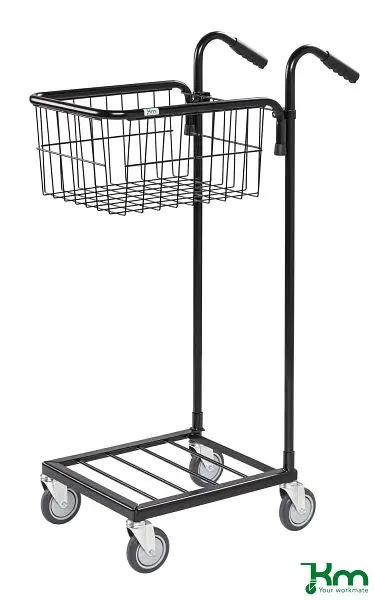 Kongamek Mini-Transportwagen 660 x 385 x 1090 mm Schwarz / Weiß 4 Lenkrollen 2 davon mit Bremse 1 Korb höhenverstellbar ...
