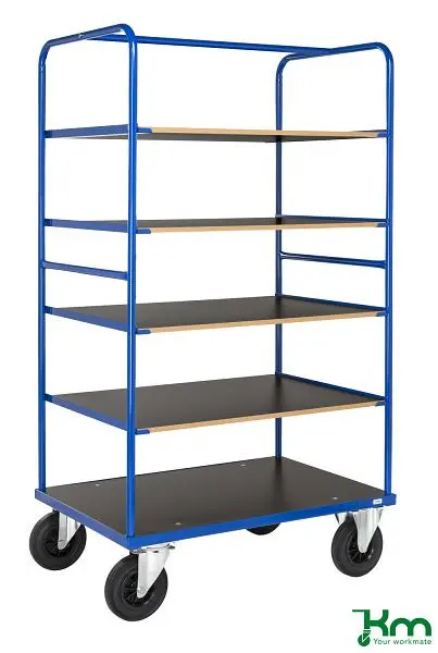 Kongamek Multi-Etagenwagen 2 Bock- und 2 Lenkrollen aus Vollgummi mit Bremsen 1200 x 800 x 1800 mm Serie 300 KM338-3B