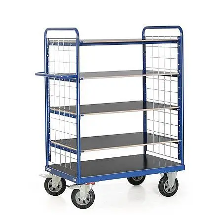 Protaurus Tauroflex Etagenwagen mit Gitterstirnwand 1000-700 mm Höhe: 1500mm mit 5 Ladeflächen 200mm TPE-Räder 106-1028