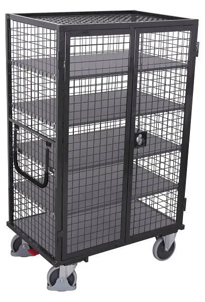 VARIOfit Etagenwagen fest verschweißt 1.115x730x1.810mm RAL 7016 anthrazitgrau Ladefläche: 1.030x660mm mit Türen aus Dr...
