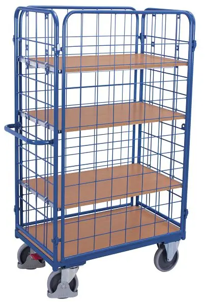 VARIOfit Etagenwagen hoch Außenmaße: 1.040 x 540 x 1.780 mm RAL 5010 enzianblau 3 variable Etagenböden sw-500.311