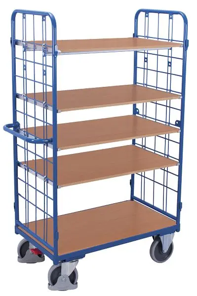 VARIOfit Etagenwagen hoch Außenmaße: 1.185 x 720 x 1.820 mm RAL 5010 enzianblau 4 variable Etagenböden sw-700.217