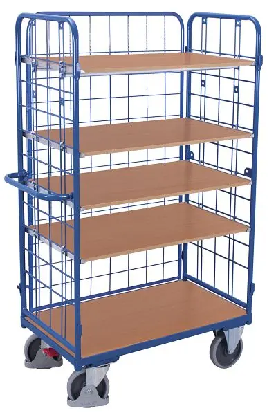 VARIOfit Etagenwagen hoch Außenmaße: 1.190 x 625 x 1.820 mm RAL 5010 enzianblau 4 variable Etagenböden sw-600.305