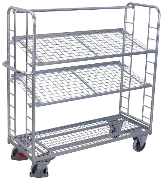 VARIOfit Etagenwagen mit 3 Drahtgitterböden verzinkt Außenmaße: 1.510 x 550 x 1.535 mm sw-540.226