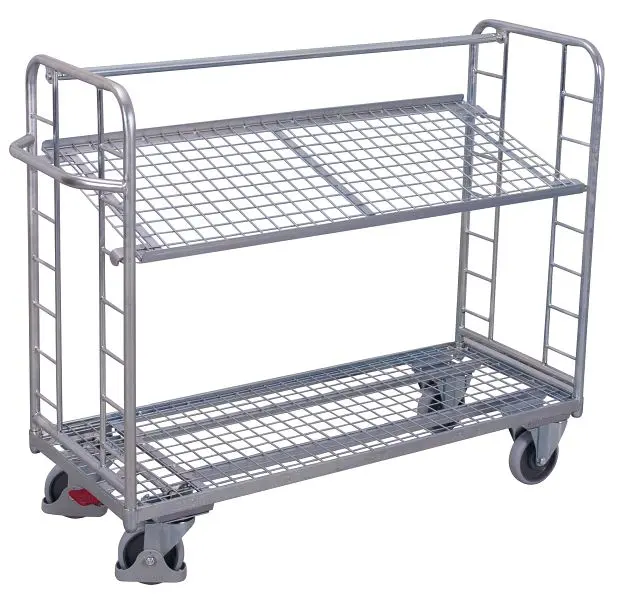 VARIOfit Etagenwagen mit 2 Drahtgitterböden verzinkt Außenmaße: 1.510 x 550 x 1.235 mm sw-540.224