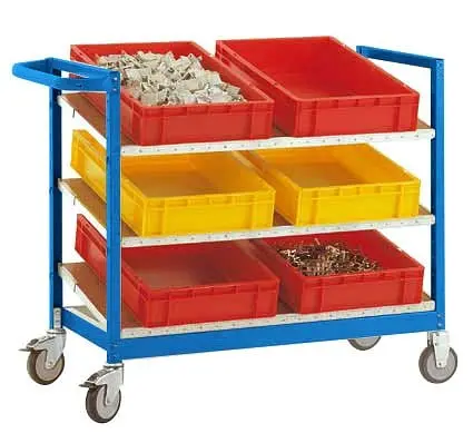 Manuflex Eurokastenwagen VARIMOBIL 250 kg mit Holzböden HxBxT = 950 x 970 x 600 mm brillantblau TV3372.5007