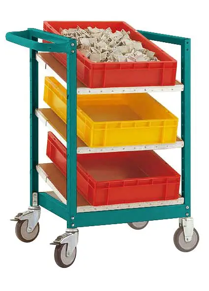 Manuflex Eurokastenwagen VARIMOBIL 250 kg mit Holzböden HxBxT = 950 x 470 x 600 mm wasserblau TV3371.5021