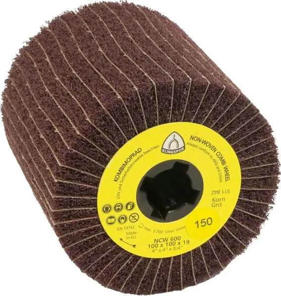 Klingspor NCW 600 S Vliesmopräder Vereinigung 100 x 100 x 19 mm Korn 150 Medium Satinierwalzen 258907