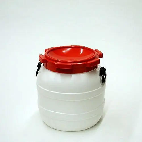 DENIOS Weithalsfass WH 42 aus Polyethylen (PE) 42 Liter Volumen weiß-rot 179657