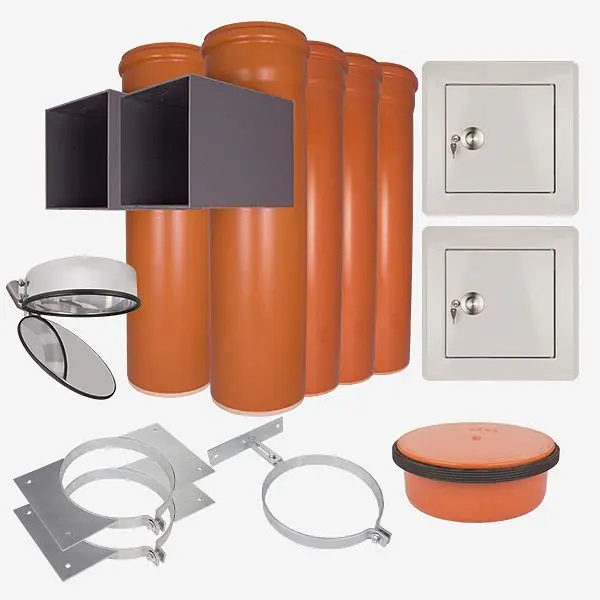 HKW Wäscheabwurf-System Komplett-Set 4 PVC Schachtlänge: 510 Meter Ø 300 mm 23008N