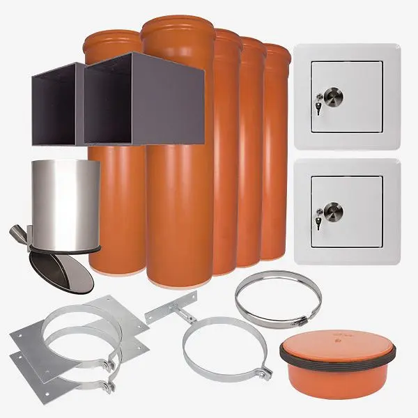 HKW Wäscheabwurf-System Komplett-Set 4 PVC Schachtlänge: 530 Meter Ø 250 mm 22508N