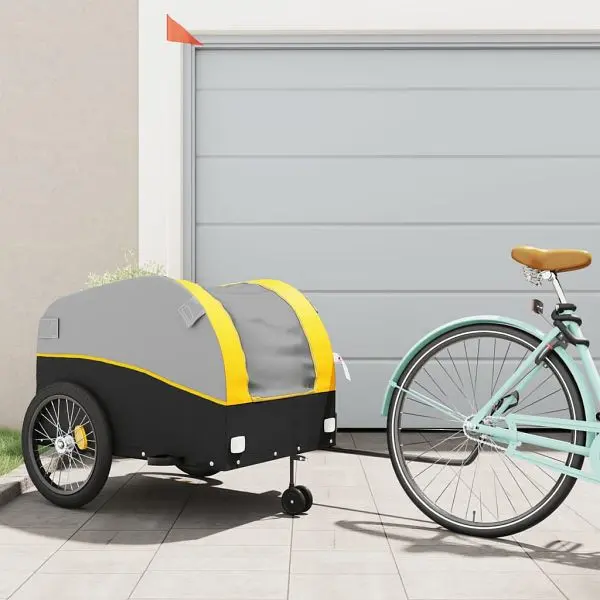 vidaXL Fahrradanhänger Schwarz und Gelb 45 kg Eisen 94155