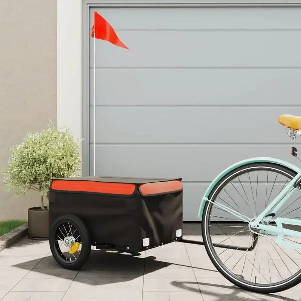 vidaXL Fahrradanhänger Schwarz und Orange 30 kg Eisen 94075