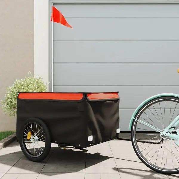 vidaXL Fahrradanhänger Schwarz und Orange 45 kg Eisen 94089
