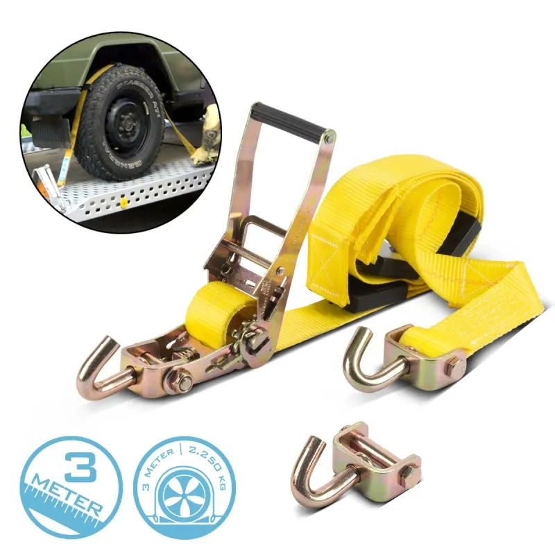 Steelworks wheel protection TRS-50 ST 3 m x 50 mm 2,250 kg tire rats | Tension belt | Lashing belt | Transport belt | Tire...