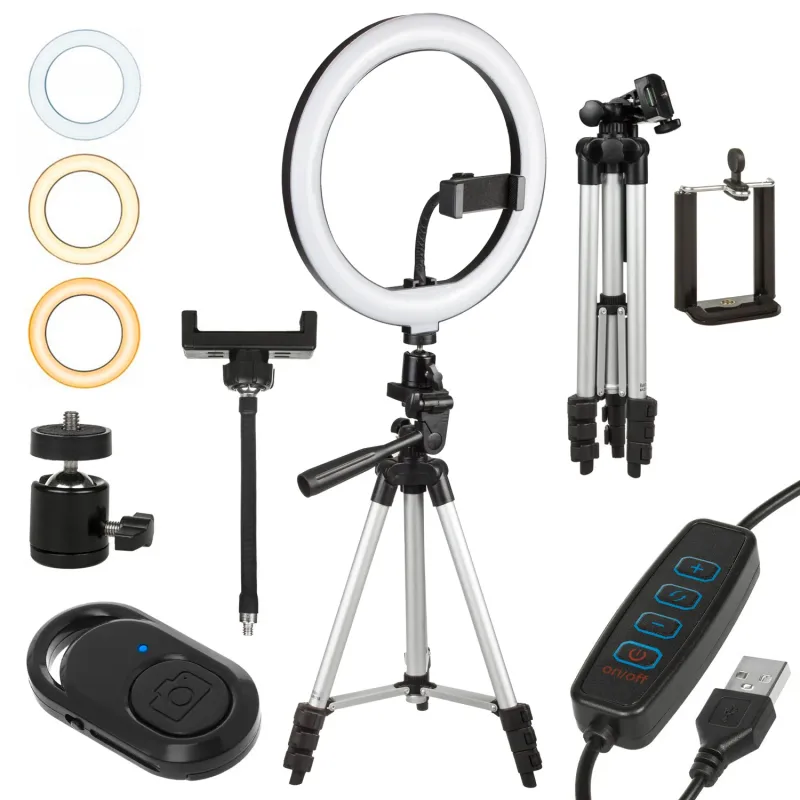 10" 12W LED Ringlicht mit Stativständer und Bluetooth-Auslöser 3 Farben 10 Helligkeitsstufen 10% -100% Einstellbare Hell...