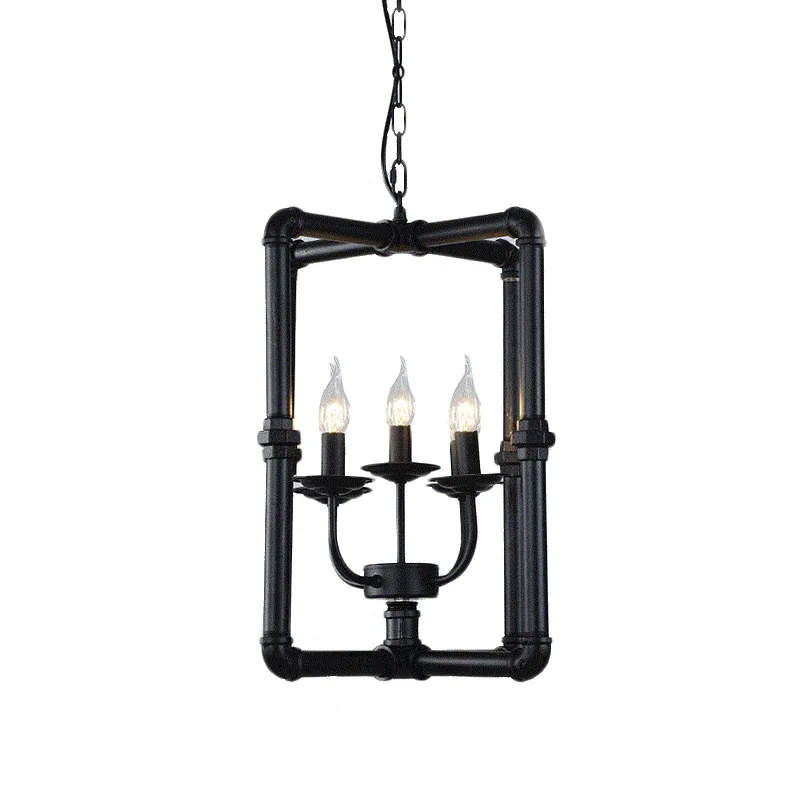 Kerzenständer aus Metall, Kronleuchter, Leuchte, Warehouse, 5 Lichter, Restaurant-Hängelampen-Set Schwarz