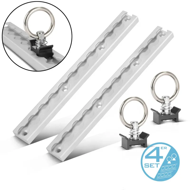 Hochleistungs- STAHLWERK Zurrschienen Set LRS-30 ST mit Zurrösen 30 cm Airlineschiene aus Aluminium mit integrierten Bohr...