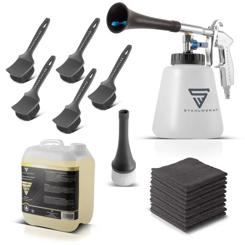 Steelworks Profi compressed air cleaning pistol RP-90 ST set 5 liter universal cleaners, rim brushes and Feinstfaser cloth...