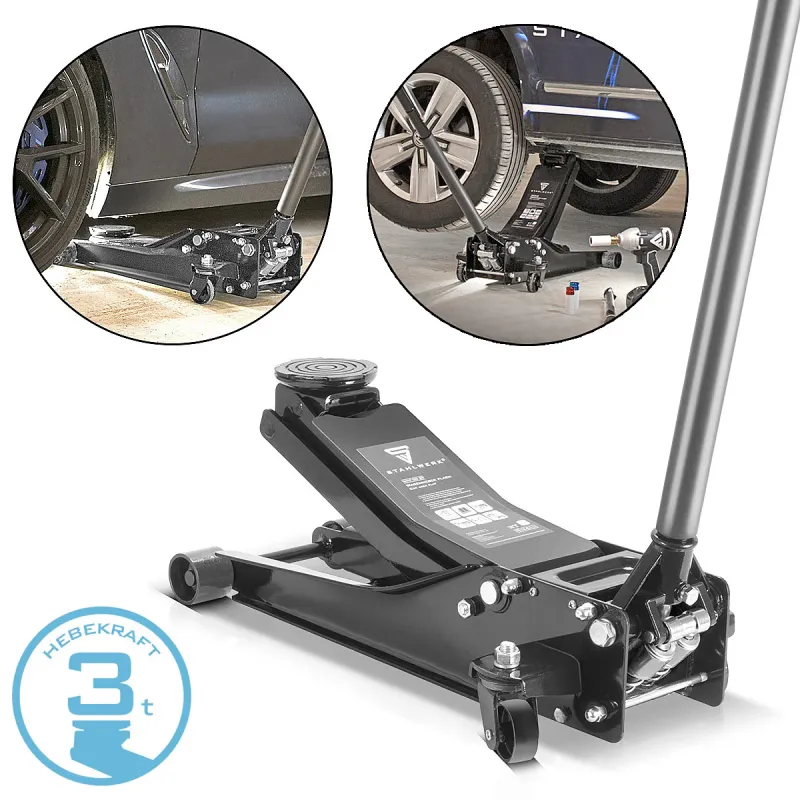 Steelwork Hydraulic jack WHF-30 ST 3 t load capacity and double-lifting piston, lifting area 75-510 mm Extra Flat shore ca...