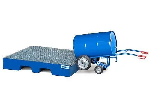 DENIOS Fasskarre FKR-S2 lackiert Vollgummi-Bereifung für 200/220-l-Fässer 164364