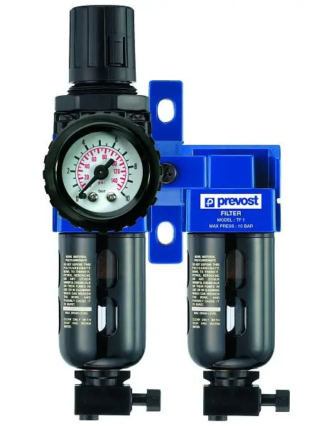 Prevost ALTO 1 - Mikrofilter-Regler mit Manometer und Wandbefestigung IG BSPP= G 1/4 Durchfluß= 250 Nm3/h Filterung= 5 un...