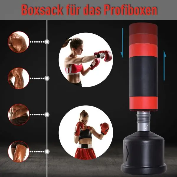 HOMCOM Standboxsack Boxpuppe Dummy Training Boxsack Höhenverstellbar NEU Schwarz+Rot 5661-0068