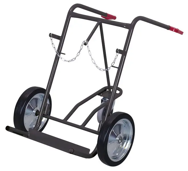 VARIOfit Stahlflaschenkarre für 2 Flaschen 40 - 50 Ltr. inkl. 1x Stütz-Lenkrolle RAL 7016 anthrazitgrau Radsatz: Vollgum...