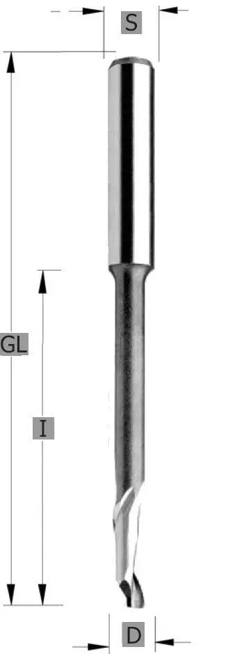 Edessö Spiral-Bohrnutenfräser HS Z1 : 5 B: 16/45 GL: 90 C: 8 141105108