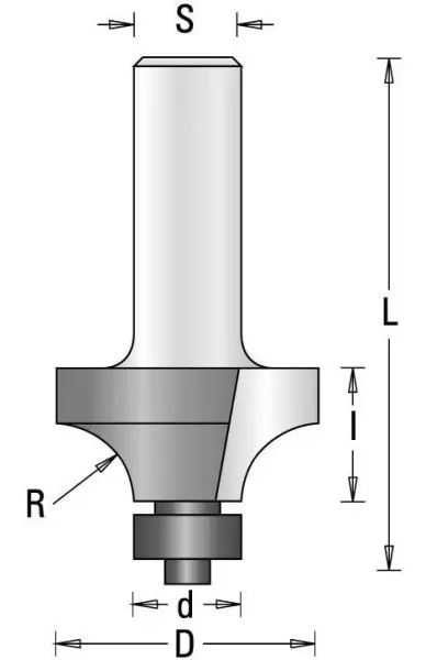 GUHDO HW-Abrundfräser Z2 S8 D42 R15 Anlauflager d127 7741.420.80