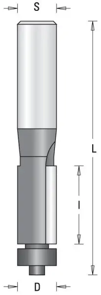 GUHDO HW-Bündigfräser Z2 S8 D127 l127 mit Anlauflager 7810.127.80
