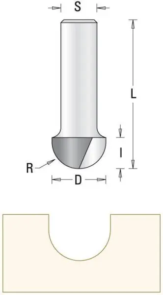 GUHDO HW-Hohlkehlfräser Z2 S8 D127 R630 l95 L415 7730.127Z80