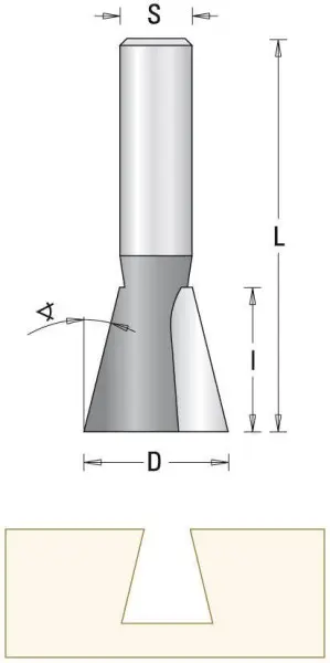 GUHDO HW-Zinkenfräser Z2 S8 D127 14° l127 L49 7631.127.80