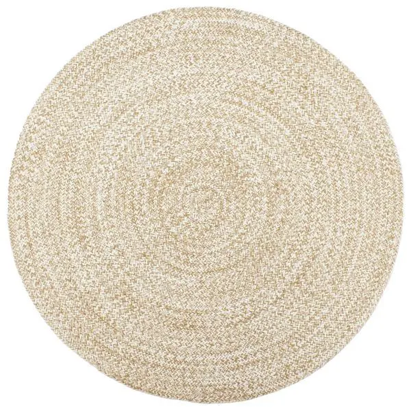 vidaXL Teppich Handgefertigt Jute Weiß und Braun 210 cm 343618