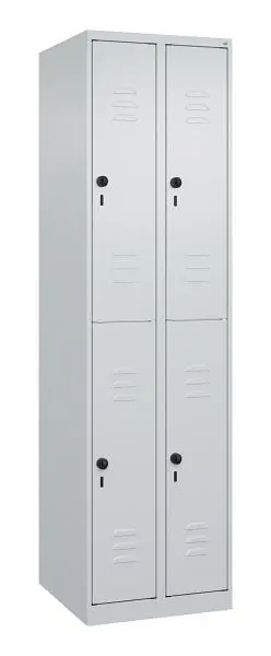 C+P Doppelstöckiger Spind Classic PLUS 2 Abteile 1850x500x500mm 7035/7035 Schutzs-Drehriegel 080300-29 S10008