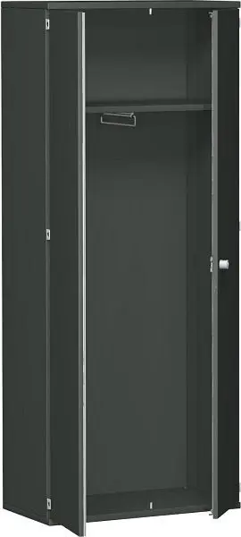 geramöbel Garderobenschrank mit ausziehbarem Garderobenhantiker 1 Dekor-Einlegeboden abschließbar 800x425x1920 Graphit/G...
