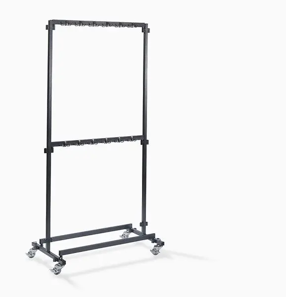Essentials Kleiderständer winzig mit 48 Haken aus Stahl Hammerschlag fahrbar und zerlegbar erweiterbar 100x60x200cm (BxTx...