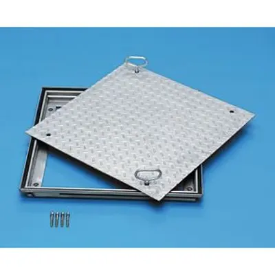 Transparenter ZARGES - Schachtabdeckung Stahl verzinkt, B 800 x T 600mm, Bauhöhe 62,5mm