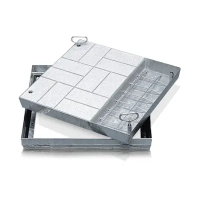 Wetterfeste ZARGES - Schachtabdeckung Stahl verzinkt, B 800 x T 600mm, Bauhöhe 90mm