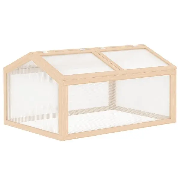 Outsunny Frühbeet Gewächshaus Treibhaus Frühbeetkasten Pflanzenbeet mit Abdeckung aus Holz und Polycarbonat witterungsb...