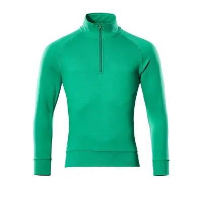 Atmungsaktive MASCOT® - Sweatshirt mit kurzem Reißverschluss CROSSOVER, Grasgrün, Größe XS