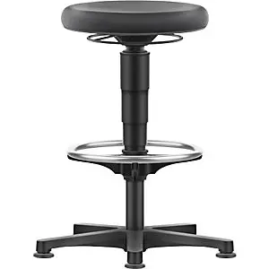 Hocker Allround, mit Gleitern, Fußring, Supertec, Farbring grau. mit extra Langem Schaft