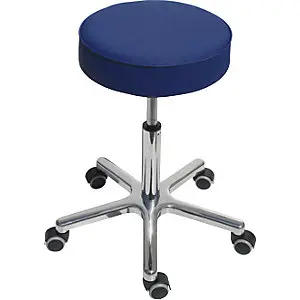 Kniepolster- Arbeitshocker mit Gasfeder-Höhenverstellung, Sitz aus Kunstleder, Ø 360 mm, atollblau.