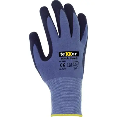 Schnittschutz- teXXor® - Strickhandschuh black touch® 2450, grau/schwarz, Größe 7
