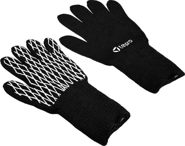 Staubmasken- tepro Garten Textil-Grillhandschuhe 2er-Set Grillhandschuh Schwarz, Weiß